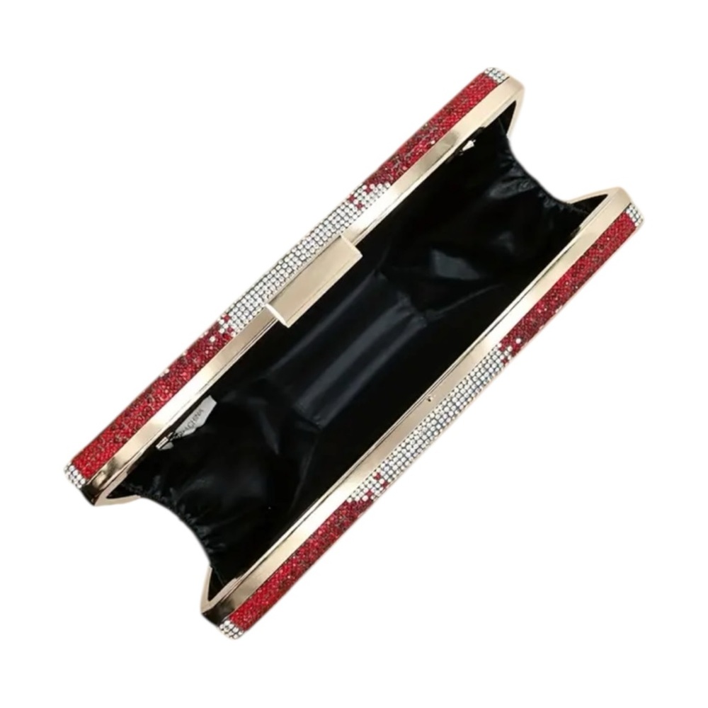 Women’s Bling Rhinestone Watermelon Clutch Evening Bag Wedding Prom Festival - Picture 7 of 7